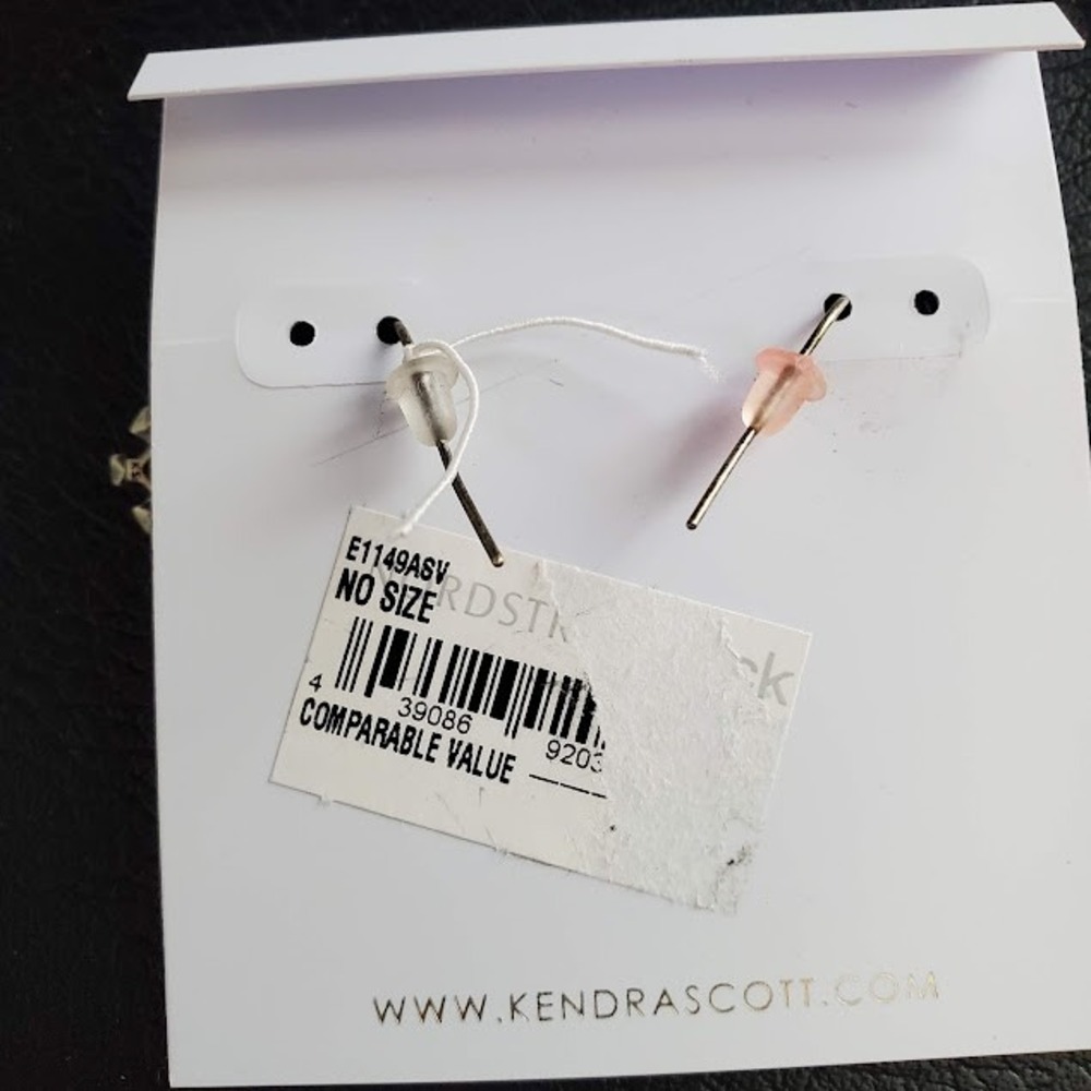Kendra Scott Bronze Tone Drop Earrings Bronze Dangle Clear Crystals Edgy - Picture 6 of 7